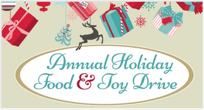 food and toy drive stock sign