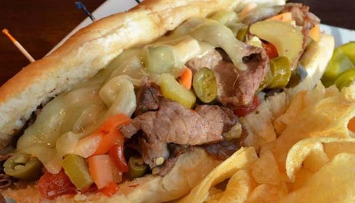 Frankie's Chicago Style Pizza restaurant in Maple Grove, MN the Italian beef sandwich