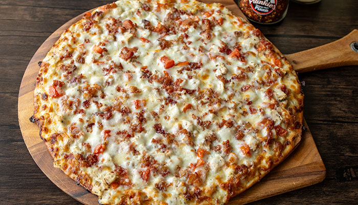 Frankie's Chicago Style Pizza restaurant in Maple Grove, MN serves the chicken bacon ranch pizza