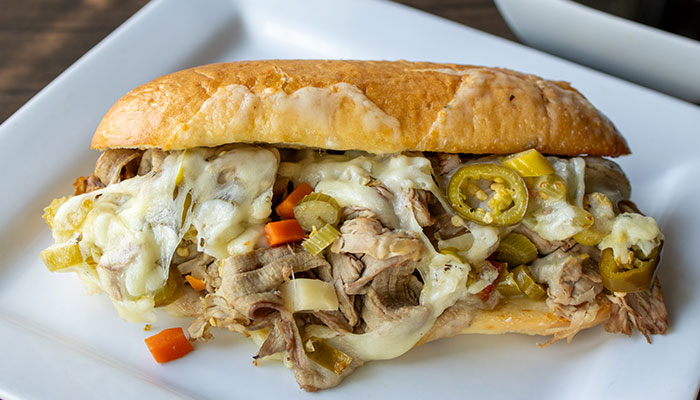 Frankie's Chicago Style Pizza restaurant in Maple Grove, MN the Italian beef sandwich